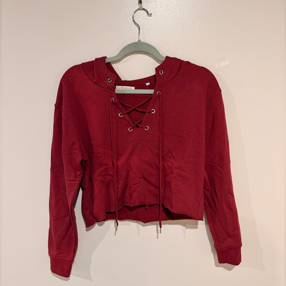 La Hearts Red Lace-Up Hoodie